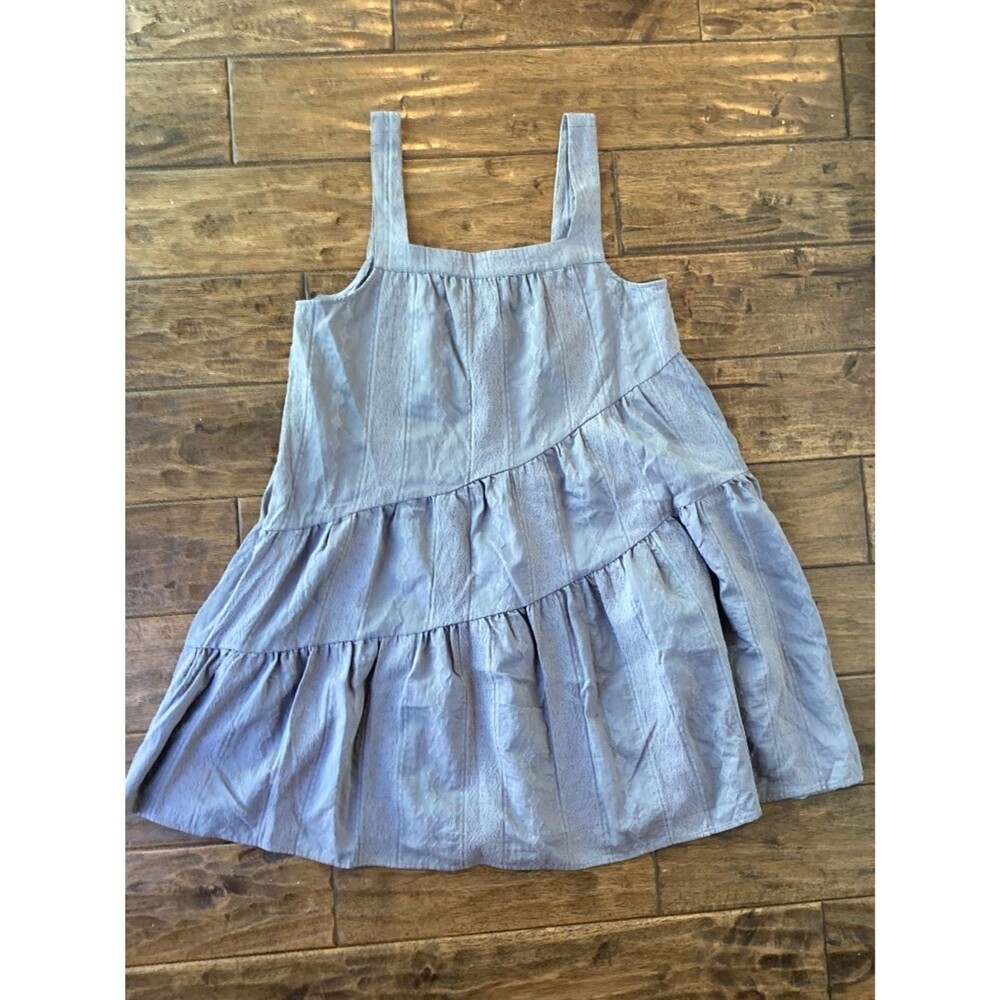 Splendid Gray Stripe Tiered Square Neck Aubrey Dress Women's Large Lagenlook
